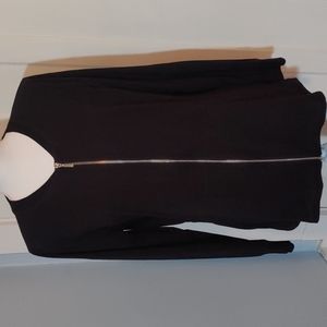 Denim & Co black long-sleeve zip front cotton blend jacket